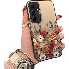 Ucuc Samsung Galaxy A55 Uyumlu Kılıf Akrilik Sert Arka Panel Mat Dokulu Yan Silikon Darbe Emici Güzel Çiçek Desenli Kamera Koruma Kapak