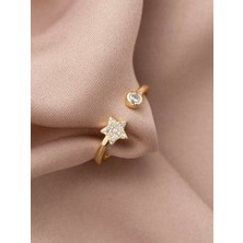 Xuping Yıldız Model Özel Tasarım 14K , Gold , Sarı Renk Ayarlanabilir Çelik Yüzük