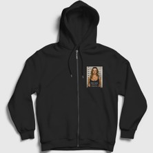 Presmono Unisex Siyah Stealing Hearts Sydney Sweeney Fermuarlı Kapüşonlu Sweatshirt