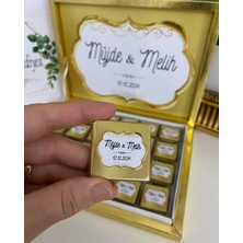 Siyah Lale Baskılı Kutulu Çikolata  Nikah, Söz, Nişan Hediyelik - 225 Adet