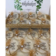 Siyah Lale Çiçekli Epoksi Magnet Paketli Nikah, Söz, Nişan Hediyelik - 50 Adet