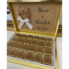Siyah Lale Baskılı Kutulu Çikolata  Nikah, Söz, Nişan Hediyelik - 225 Adet