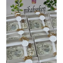 Siyah Lale Epoksi ve Mantar Şişe Kalp Şekerli Set Nikah, Söz, Nişan Hediyelik - 100 Adet