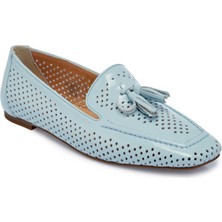 Tergan  Mavi Hakiki Rugan Deri Kadın Loafer - K25I1AY67912-J59