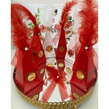 Siyah Lale Karton Külah Süslü Kırmızı Beyaz Karışık Içi Boş Nikah, Söz, Nişan Hediyelik - 50 Adet