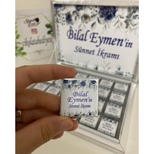 Siyah Lale Baskılı Kutulu Çikolata  Nikah, Söz, Nişan Hediyelik - 75 Adet