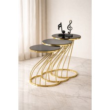 Çelsan Kobra Model 3'lü Zigon Sehpa - Metal Ayaklı Modern Tasarım - Gold ve Gümüş Renk Seçenekli