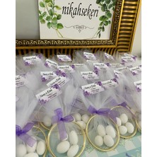 Siyah Lale Halka Nikah Şekeri Fıstık Şekerli Söz, Nişan Hediyelik - 25 Adet