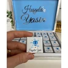 Siyah Lale Baskılı Kutulu Çikolata  Nikah, Söz, Nişan Hediyelik - 225 Adet