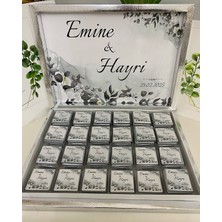 Siyah Lale Baskılı Kutulu Çikolata  Nikah, Söz, Nişan Hediyelik - 225 Adet