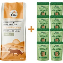 Kuzu Etli Yetişkin Kedi Maması 2 kg  + 8 Adet Kito Fresh Tavuk Etli %100 Taze Içerikli Mama