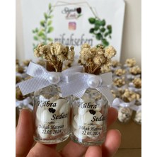 Siyah Lale Mantar Kapaklı Cam Şişe Kalp Şekerli Nikah, Söz, Nişan Hediyelik - 25 Adet