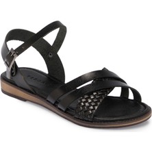 Tergan Siyah Hakiki Deri Kadın Sandalet - K25Y1SN68069-A23