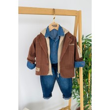 Miniğimin Cicileri Arizona Işleme Ceketli Kapüşonlu Yelekli 4 Lü Erkek Çocuk Takım - Kahve