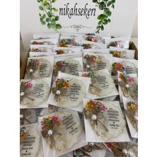 Siyah Lale Çiçekli Epoksi Magnet Paketli Nikah, Söz, Nişan Hediyelik - 50 Adet