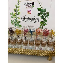 Siyah Lale Cam Fanus Karışık Cipso Çiçekli ve Fıstık Şekerli Nikah, Söz, Nişan Hediyelik - 75 Adet