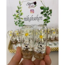 Siyah Lale Cam Fanus Papatya Çiçek ve Kalp Şekerli Nikah, Söz, Nişan Hediyelik - 100 Adet