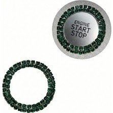 Stylmenplus Kristal Taşlı Start Stop Düğme Halkası Turkuaz Mavi