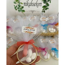 Siyah Lale Halka Nikah Şekeri Fıstık Şekerli Söz, Nişan Hediyelik - 75 Adet