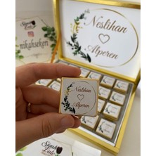 Siyah Lale Baskılı Kutulu Çikolata  Nikah, Söz, Nişan Hediyelik - 225 Adet