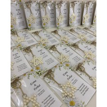 Siyah Lale Inci Yıldız Anahtarlık Bebek, Nikah, Söz, Nişan Hediyelik - 25 Adet