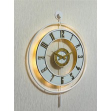 PremiumPort Şeffaf ve Beyaz Metal Camlı Duvar Saati, 50X70 Cm, Işıklı ve Şık Tasarım