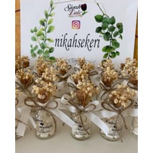 Siyah Lale Mantar Kapaklı Cam Şişe Kalp Şekerli Nikah, Söz, Nişan Hediyelik - 75 Adet