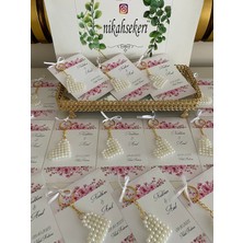 Siyah Lale Incili Kalp Anahtarlık Nikah, Söz, Nişan Hediyelik - 100 Adet