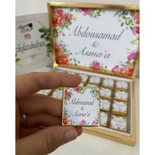Siyah Lale Baskılı Kutulu Çikolata  Nikah, Söz, Nişan Hediyelik - 150 Adet