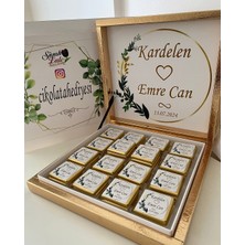 Siyah Lale Baskılı Kutulu Çikolata  Nikah, Söz, Nişan Hediyelik - 200 Adet