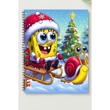 Black-One Sünger Bob A5 Metal Spiralli Çizgisiz Kalın Bristol Kapak Sünger Bob Defter