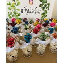 Siyah Lale Mantar Kapaklı Cam Şişe Kalp Şekerli Nikah, Söz, Nişan Hediyelik - 50 Adet