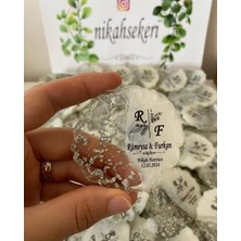 Siyah Lale Epoksi Magnet Simli Paketli Nikah, Söz, Nişan Hediyelik - 100 Adet