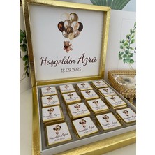 Siyah Lale Baskılı Kutulu Çikolata  Nikah, Söz, Nişan Hediyelik - 150 Adet
