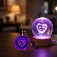 Shopwave Renk Değiştiren I Love You Cam Küre ve Kristal Anahtarlık