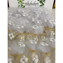 Siyah Lale Halka Nikah Şekeri Fıstık Şekerli Söz, Nişan Hediyelik - 25 Adet