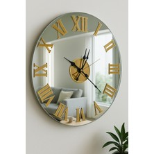 PremiumPort Aynalı 48 cm Gold Roma Rakamlı Duvar Saati, Şık ve Modern Tasarım