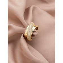 Xuping Zirkon Taşlı Özel Seri 14K , Gold , Sarı Renk Ayarlanabilir Çelik Yüzük