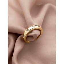 Xuping Özel Seri Zirkon Taşlı 14K , Gold , Sarı Renk Ayarlanabilir Çelik Yüzük