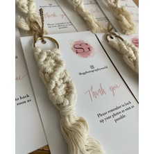 Siyah Lale Makrome Anahtarlık Kartlı Paket Nikah, Söz, Nişan Hediyelik - 100 Adet