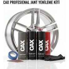 CAXCOLORS Jant Yenileme Seti 2 Adet Boya + Astar + Vernik - 400ML x 4 Adet- Çizilme ve Isıya Dayanıklı  Gümüş