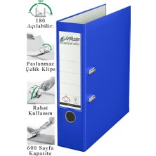 ArtMaster Büro Klasörü Mavi Geniş 1 Adet Plastik Geniş Mavi Klasör Halkalı Paslanmaz Çelik Klipsli Ofis Büro