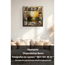 PremiumPort Kişiye Özel 12 Fotoğraflı Ahşap Duvar Saati, 40X40 cm