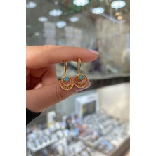 Erer Gümüş Gümüş Mavi Taşlı Telkari Yeni Küpe