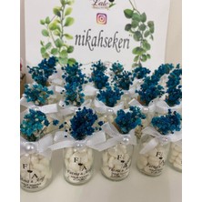 Siyah Lale Mantar Kapaklı Cam Şişe Kalp Şekerli Nikah, Söz, Nişan Hediyelik - 25 Adet