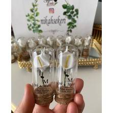 Siyah Lale Cam Fanus Kardelen Çiçek ve Fıstık Şekerli Nikah, Söz, Nişan Hediyelik - 75 Adet