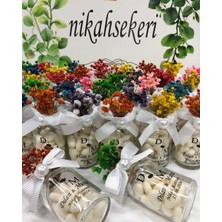 Siyah Lale Mantar Kapaklı Cam Şişe Kalp Şekerli Nikah, Söz, Nişan Hediyelik - 75 Adet