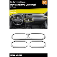 Nova Krom Renault Duster Krom Havalandırma Çerçevesi 3 Prç. 2024 Üzeri (Parlak Krom)