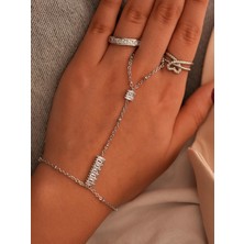 Zuum Zirkon Taşlı Baget Model Gümüş , Gri Renk Zincir Çelik Şahmeran