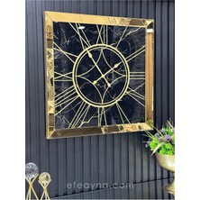 PremiumPort Modern 70X70 cm Mermer Gold Duvar Saati, Şık ve Zarif Tasarım